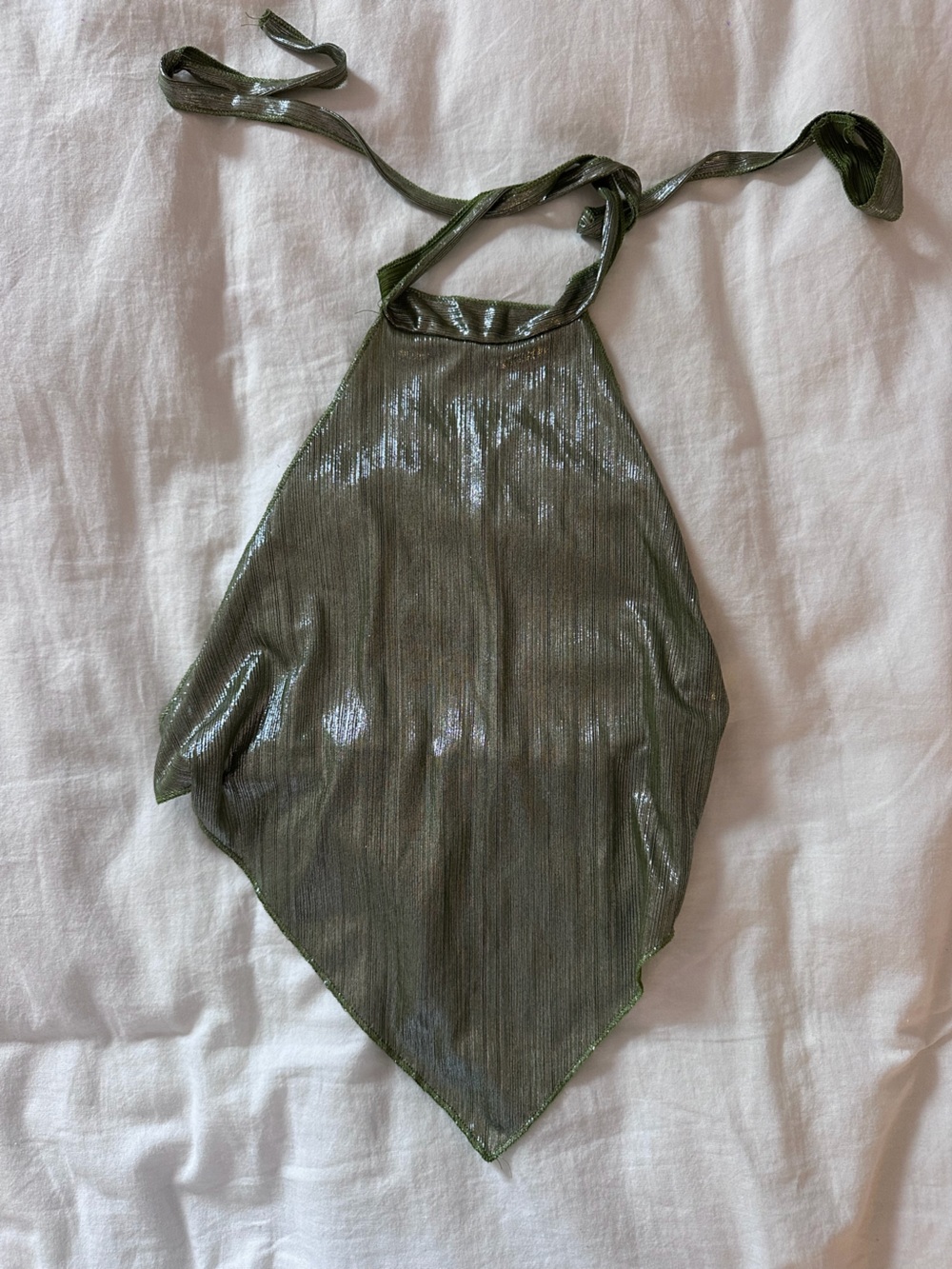 Shimmery Olive Green Halter Top